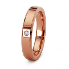 18K Rose Gold Plated 4 mm Tungsten  Ring with Cubic Zirconia Stone